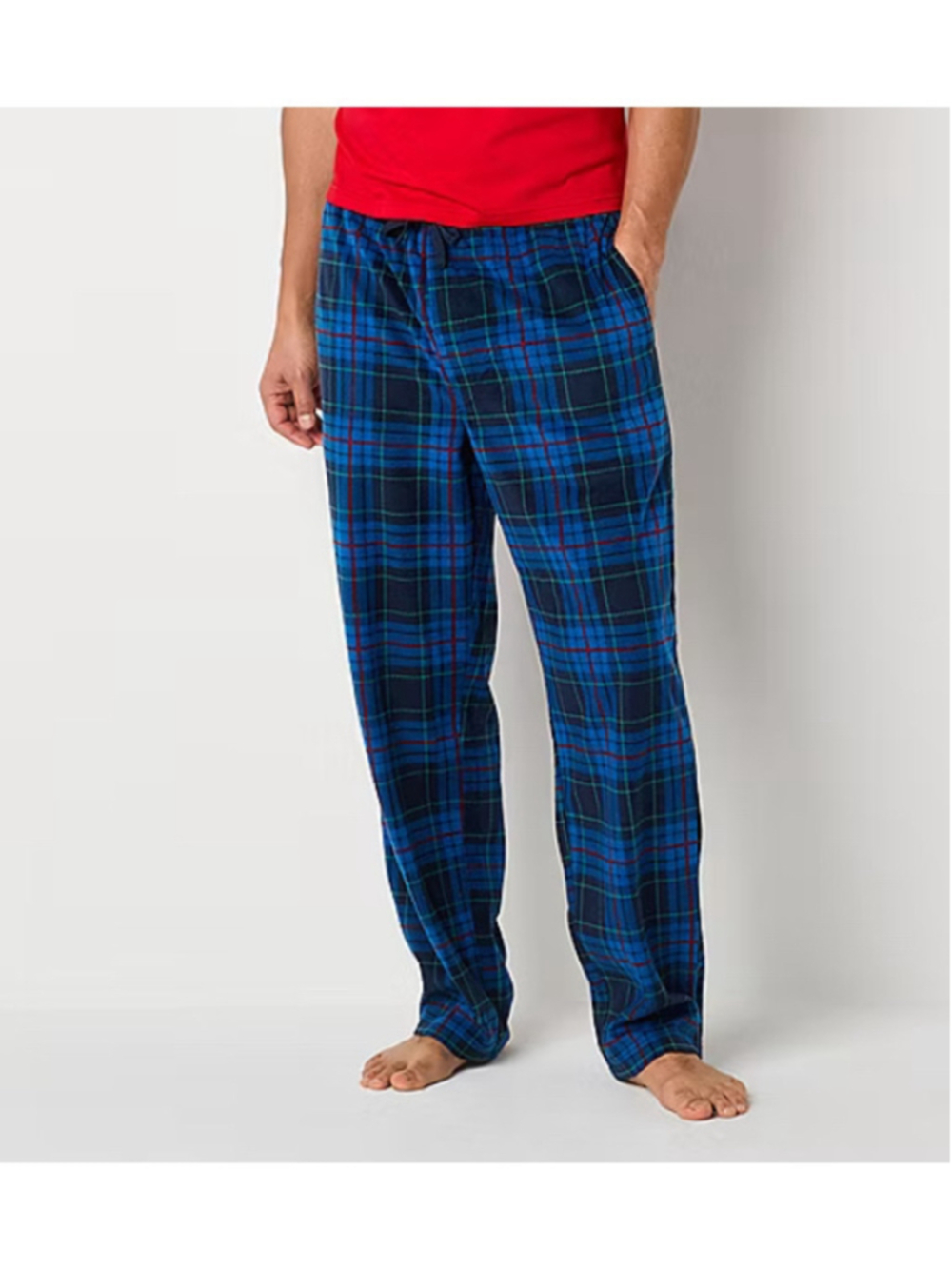 Men's St. John's Bay Pajama Pants Size L Blue Plaid